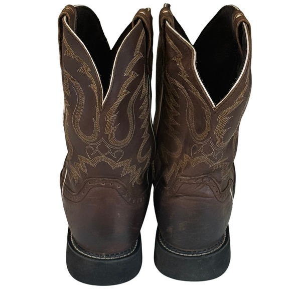 Justin Gypsy L9909 Brown Leather Western Boots Women's Sz 11B Round Toe 9" Shaft - Picture 3 of 11